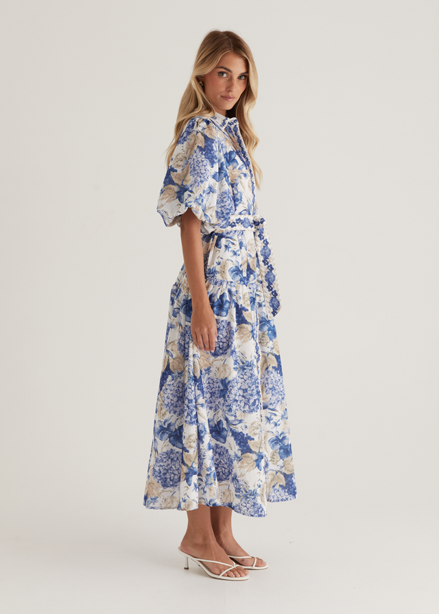 Ceres Midi Dress - White Hydrangea