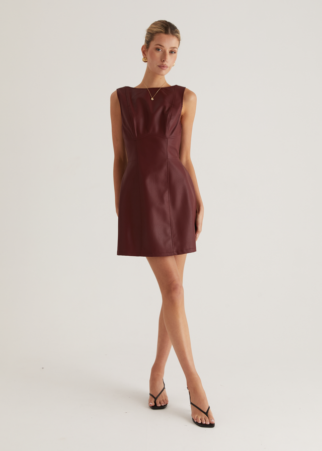 Nirvana PU Dress - Wine