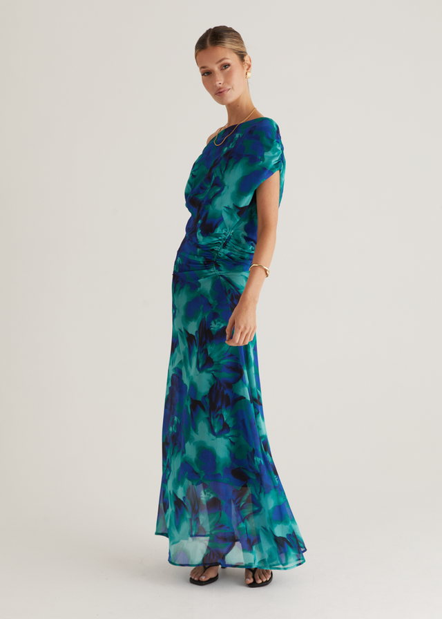 Olsen Off Shoulder Maxi Dress - Blue Lagoon