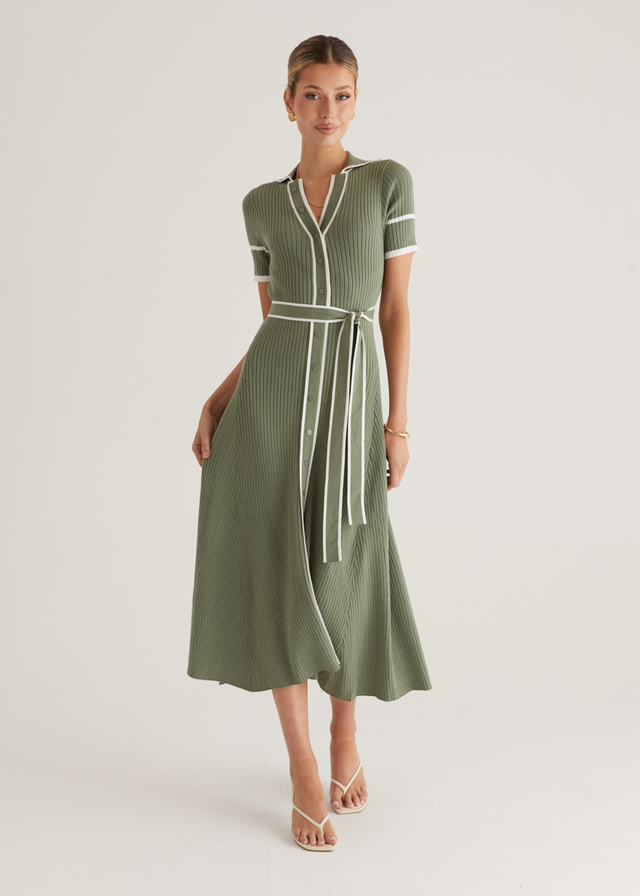Jules Knit Midi Dress - Deep Sage