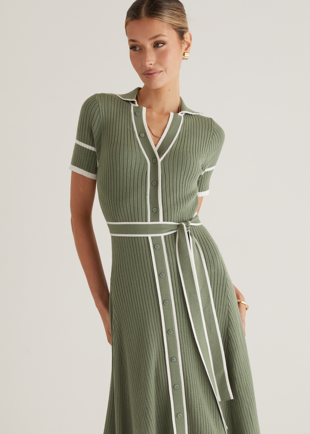 Jules Knit Midi Dress - Deep Sage