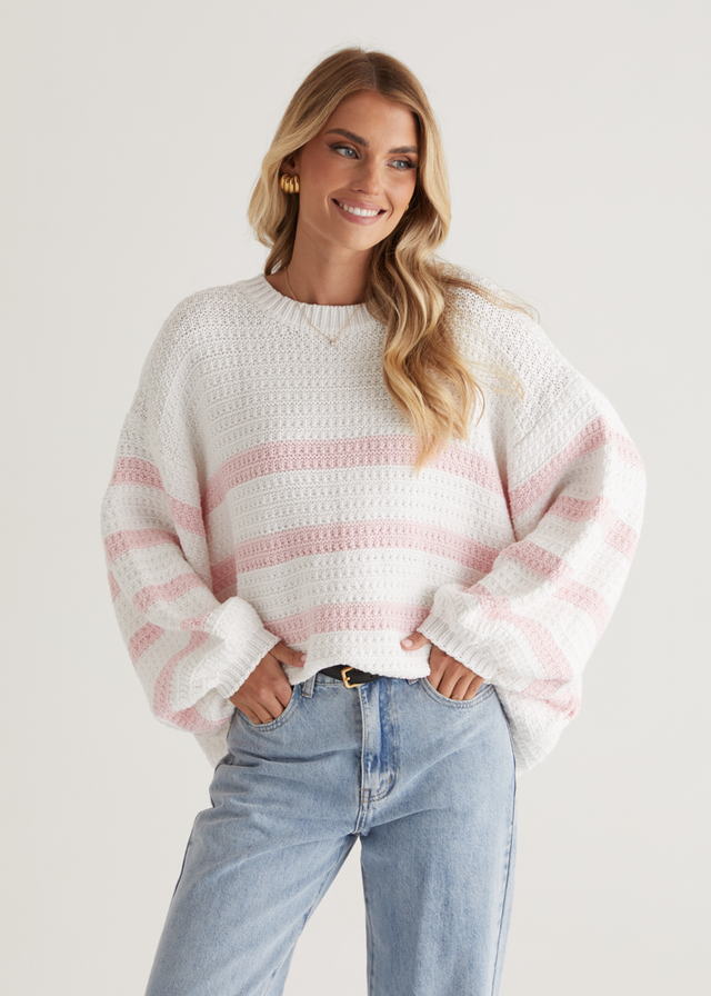 Tulum Sweater - Pink Stripe