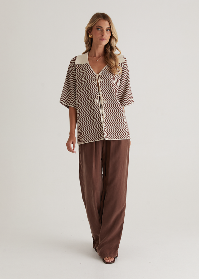 Charley Knit Top - Brown Swirl