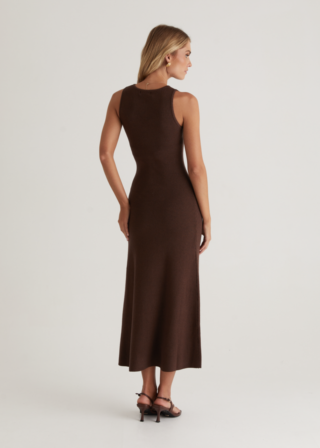 Tully Knit Midi Dress - Chocolate