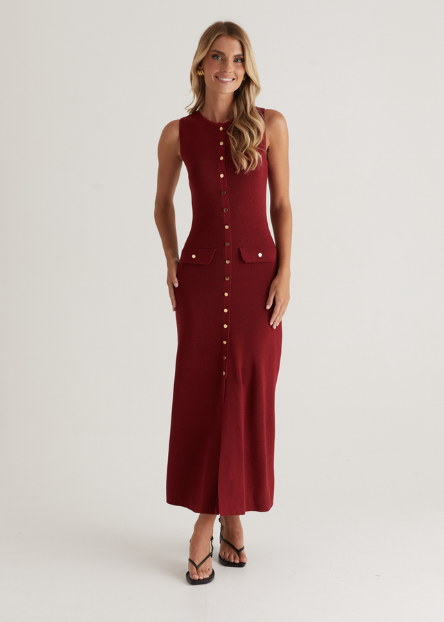 Tully Knit Midi Dress - Wine