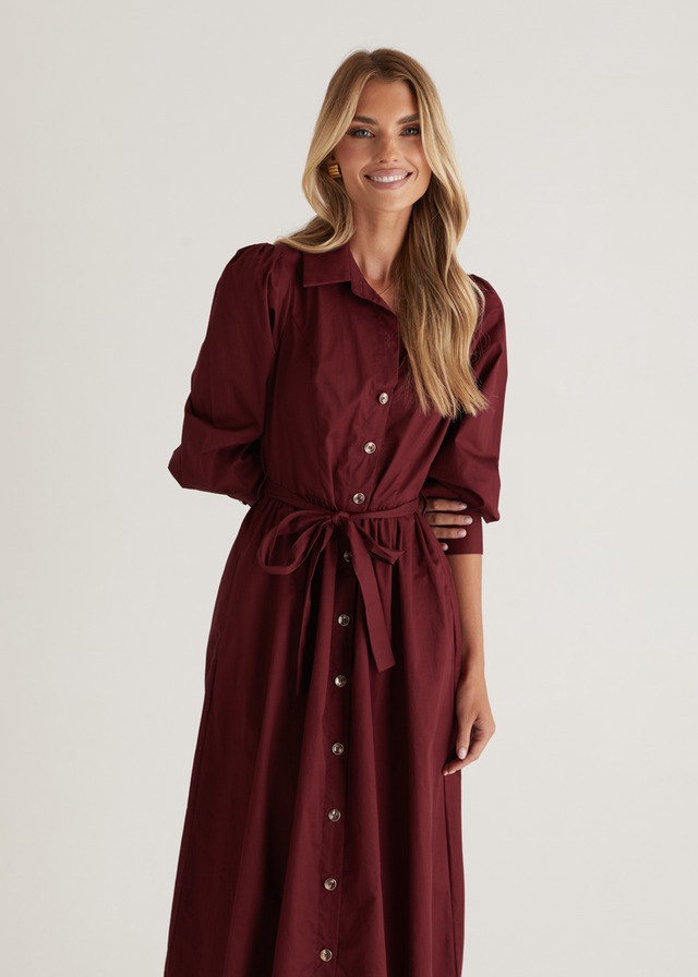 Louisa Midi Dress - Burgundy