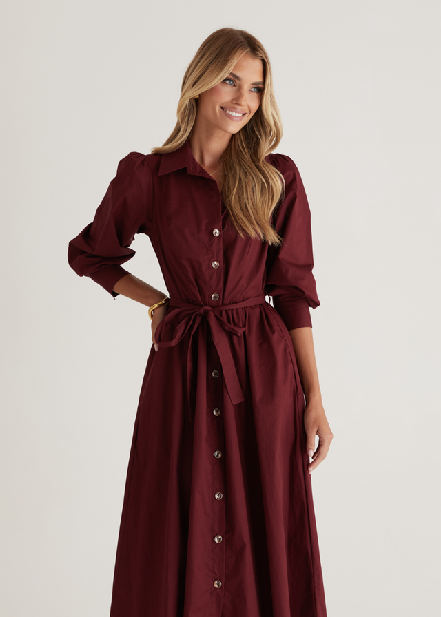 Louisa Midi Dress - Burgundy