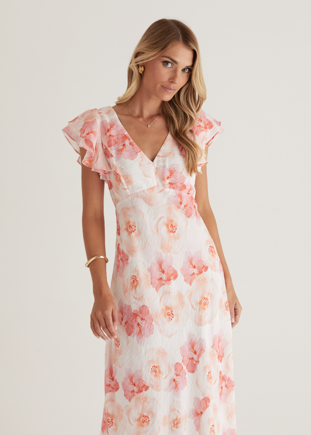 Xandra Maxi Dress - Peach Flowers