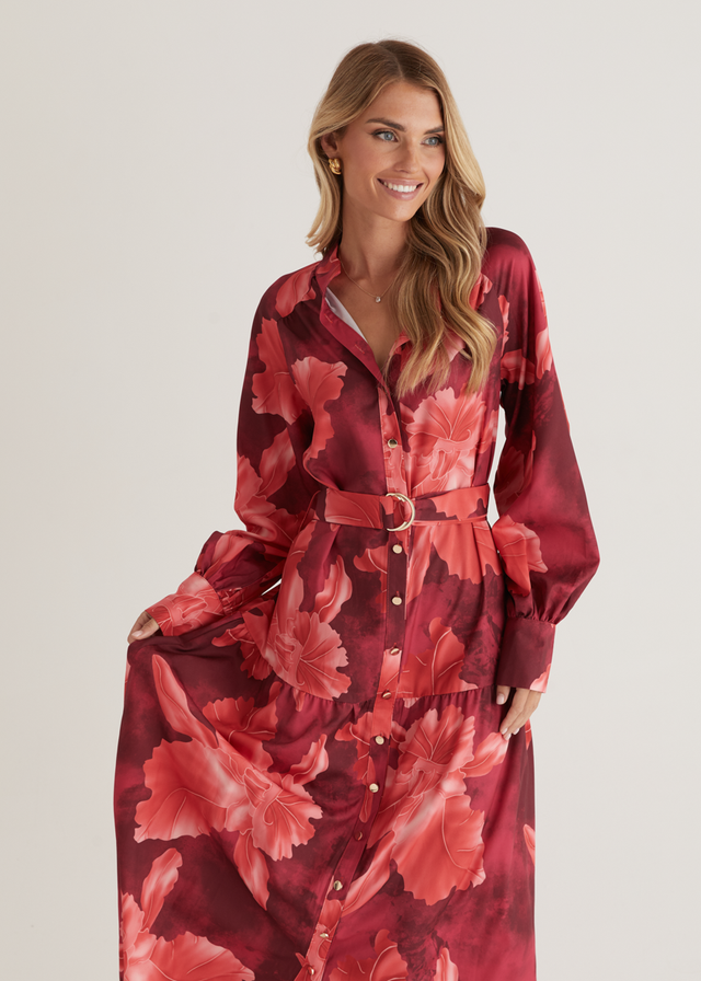 Marisa Maxi Dress - Red Floral