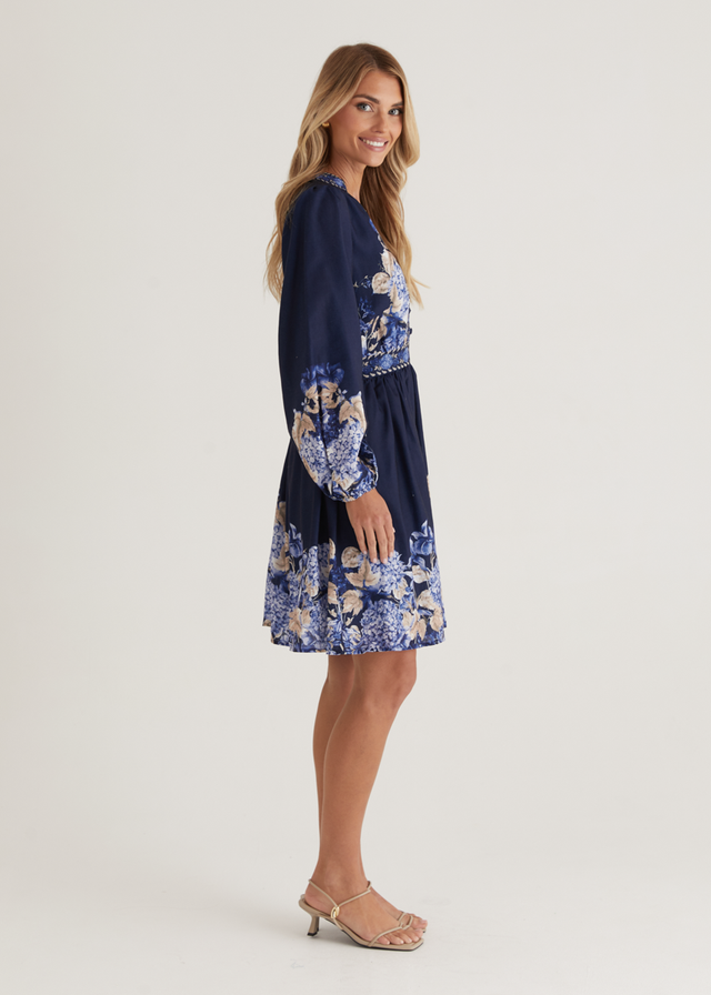 Veracruz Dress - Navy Hydrangea