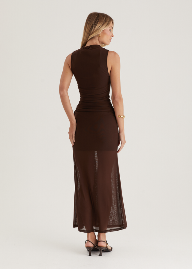 Senorita Mesh Maxi Dress - Chocolate