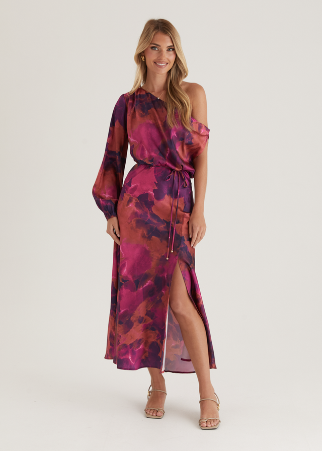 Ayana Drop Shoulder Maxi Dress - Violet Tie Dye