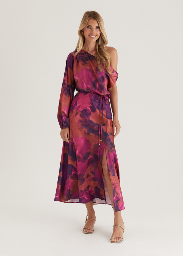 Ayana Drop Shoulder Maxi Dress - Violet Tie Dye