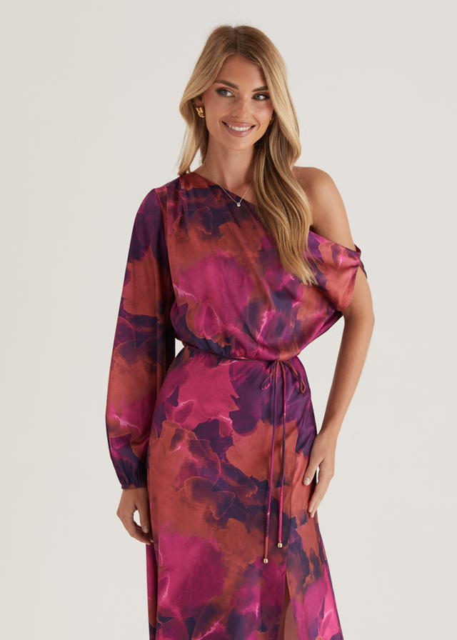 Ayana Drop Shoulder Maxi Dress - Violet Tie Dye