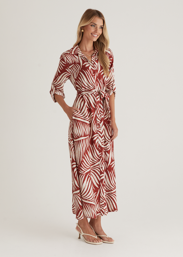 Luxe Midi Dress - Wine Fern