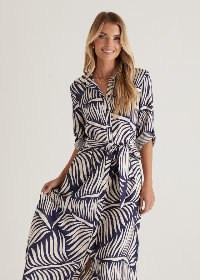 Luxe Midi Dress - Navy Fern