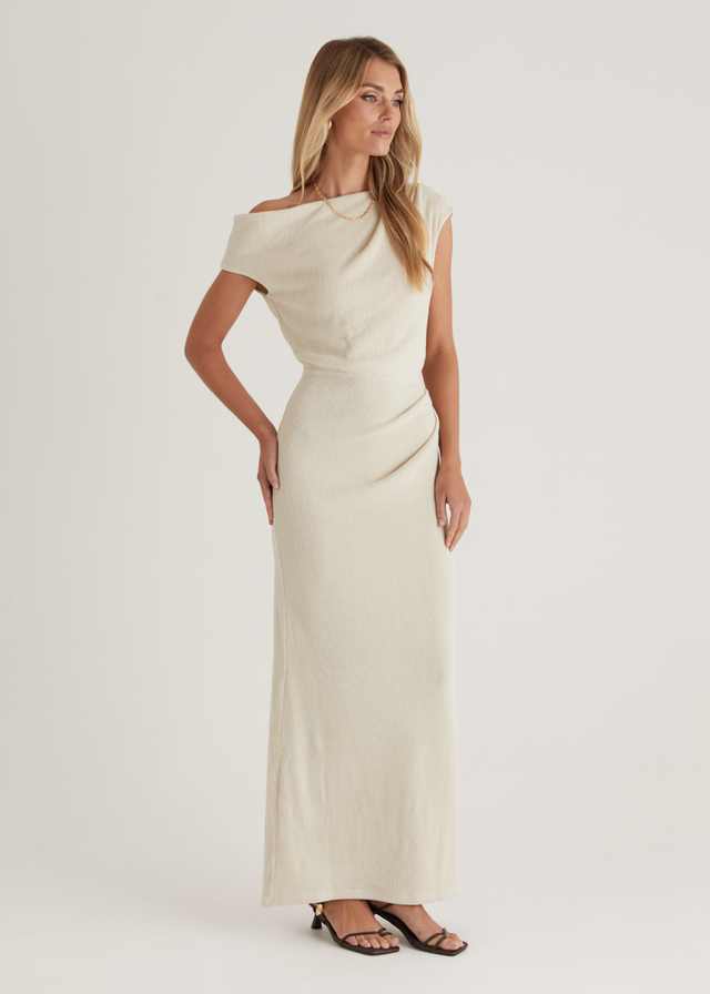 Tarni One Shoulder Maxi Dress - Oat