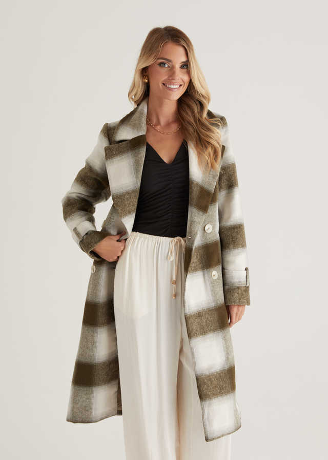 Laterro Coat - Olive Check