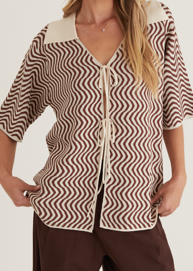 Charley Knit Top - Brown Swirl