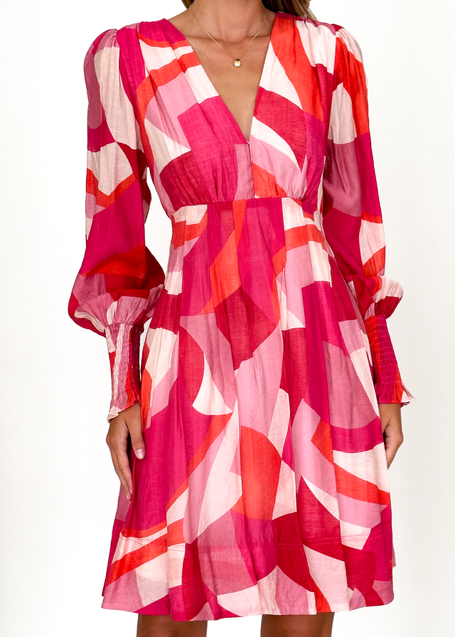 Kenzie Dress - Pink Geo