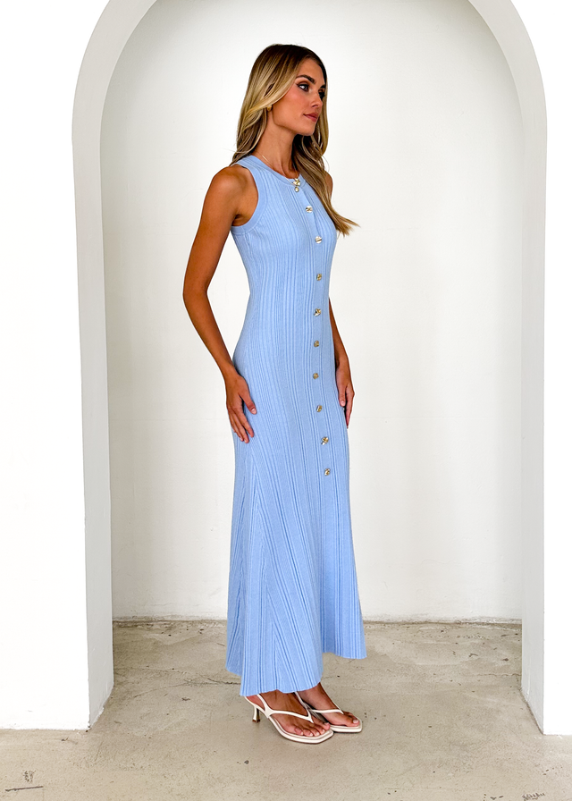 Imperial Knit Midi Dress  - Blue