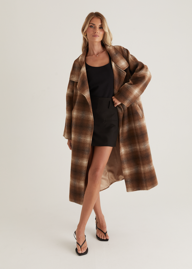 Becky Coat - Brown Check