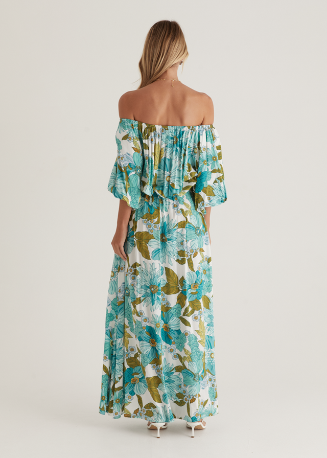 Hallie Off Shoulder Maxi Dress - Amaya Green