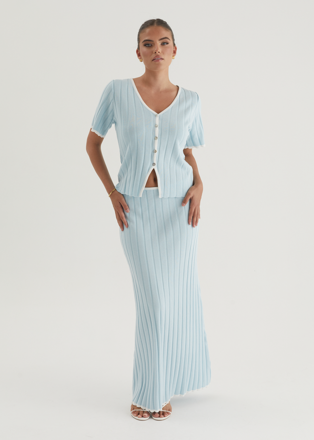 Yulia Knit Maxi Skirt - Sky Blue