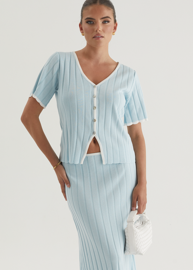 Yulia Knit Top - Sky Blue