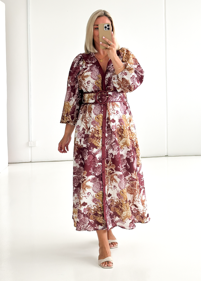 Wimsoe Midi Dress - Merlot Chateau