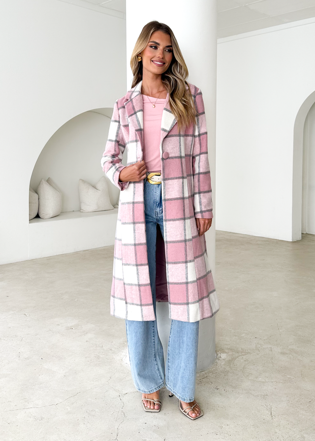 Steffy Coat - Pink Check